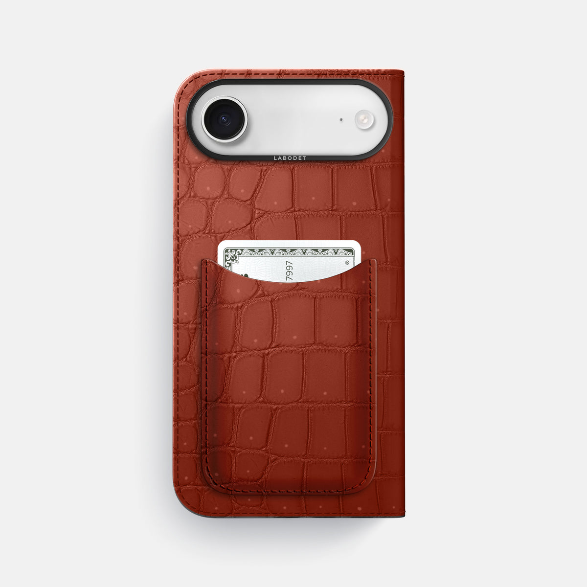 Folio Case with Card For iPhone 17 Air In Porosus Crocodile -3 | Mahogany-Brown-Black
