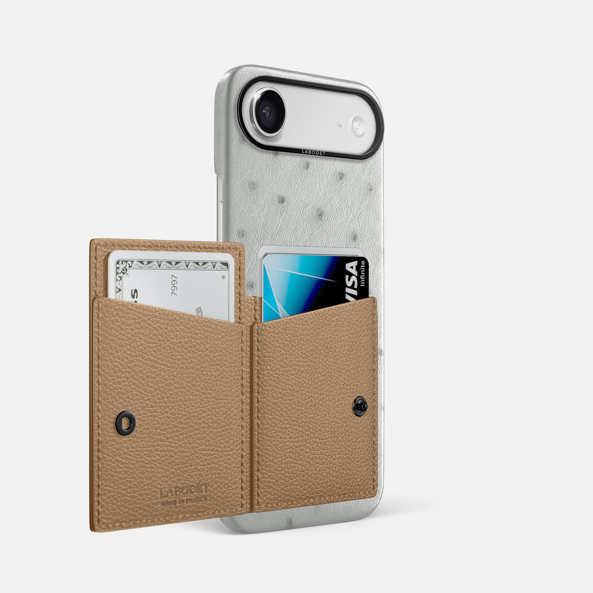 Bi-Fold Case For iPhone 17 Air In Ostrich -2 | White-Black
