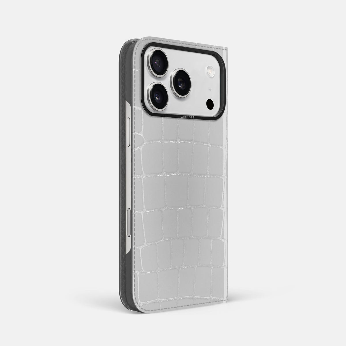 Folio Case For iPhone 18 Pro Max In Shiny Alligator -1 | White-Black
