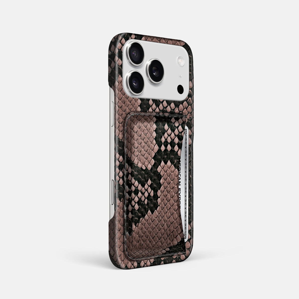 Slim Card Case For iPhone 18 Pro Max In Deluxe Python -2 | Mahogany-Brown