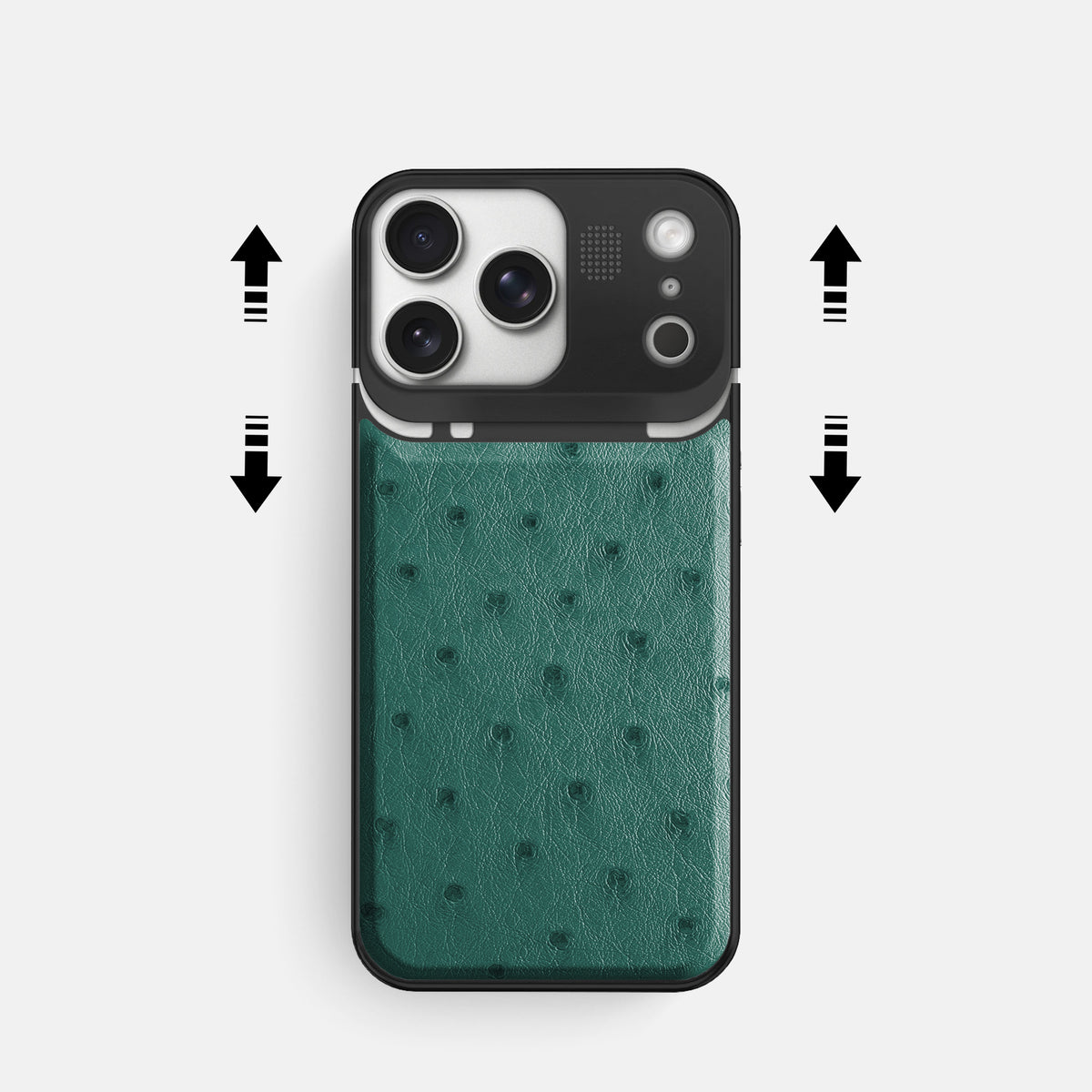 Metal Case For iPhone 17 Pro In Ostrich -2 | Forest-Green-Black