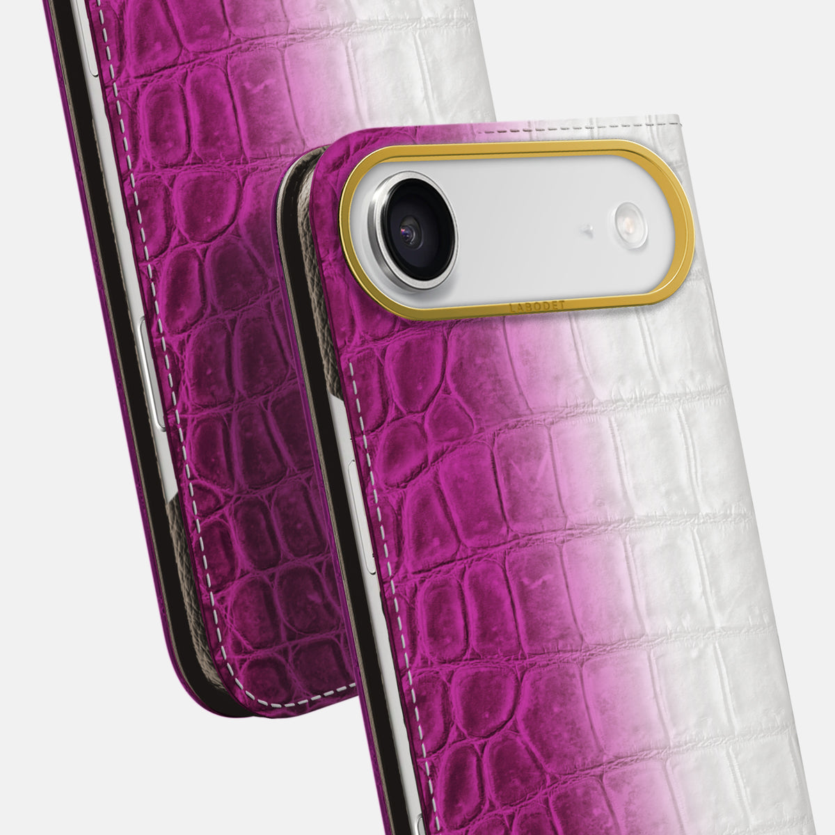 Folio Case For iPhone 17 Air In Himalayan Crocodile -5 | Fuchsia-Gold