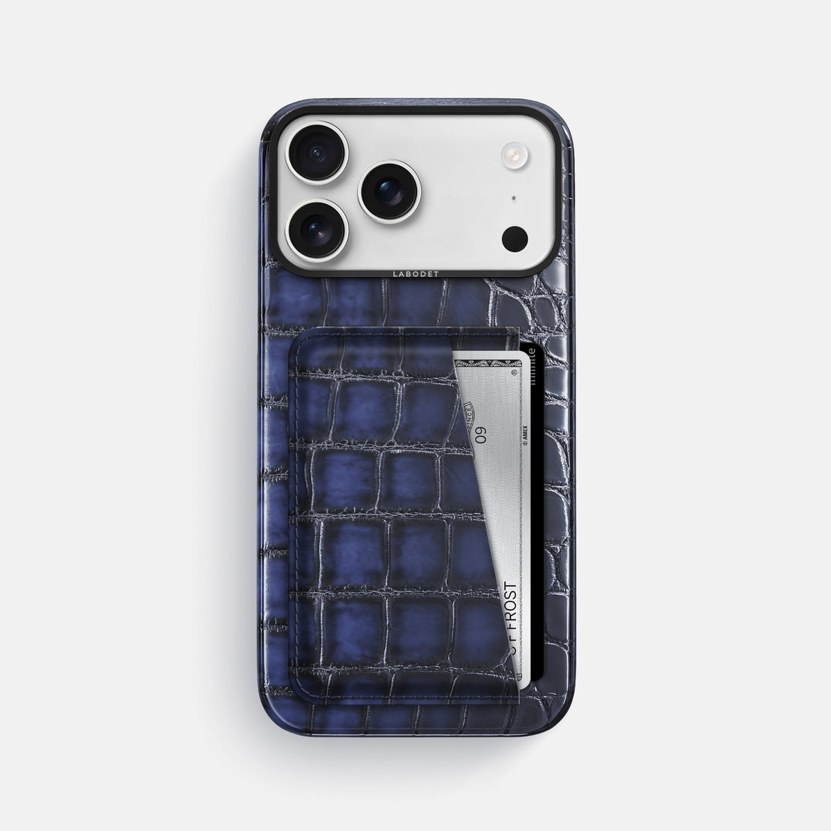 Double Card Case For iPhone 18 Pro Max In Patina Alligator -1 | Havana-Blue-Black