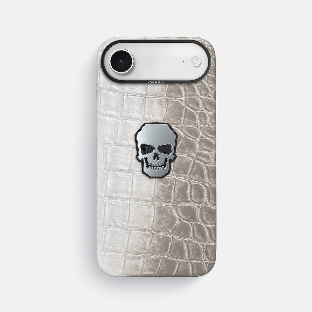 Classic Case With Titanium Skull For iPhone 17 Air In Himalayan Crocodile -1 | Grey-Black