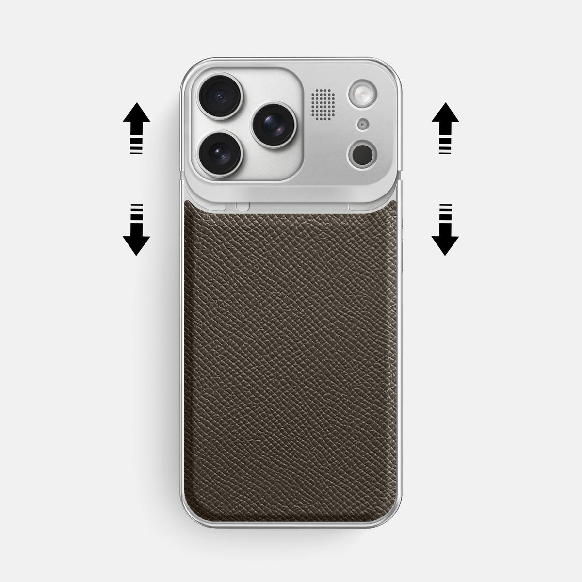 Metal Case For iPhone 17 Pro Max In Epsom-Style Calf -2 | Taupe-Steel
