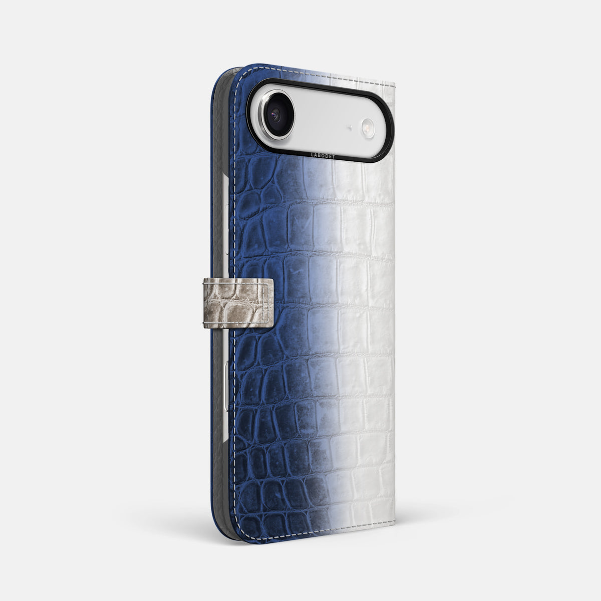 Folio Case with Clasp For iPhone 17 Air In Himalayan Crocodile -1 | Navy-Blue-Black