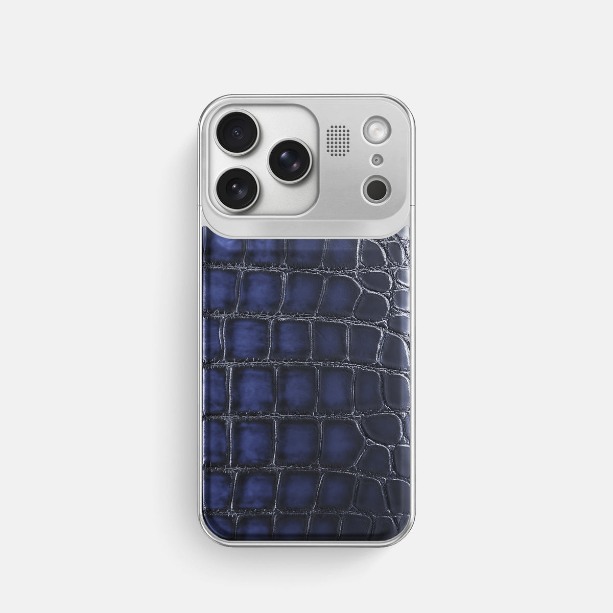 Metal Case For iPhone 17 Pro In Patina Alligator -1 | Havana-Blue-Steel