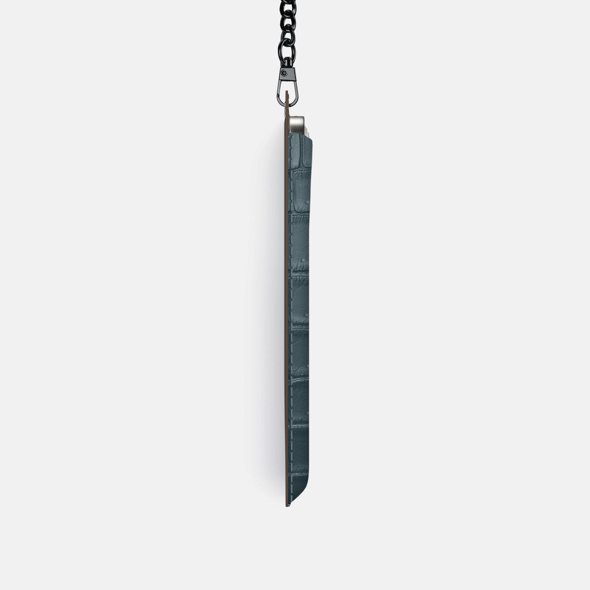 Crossbody Bag For iPhone 18 Pro In Porosus Crocodile -4 | Denim-Black