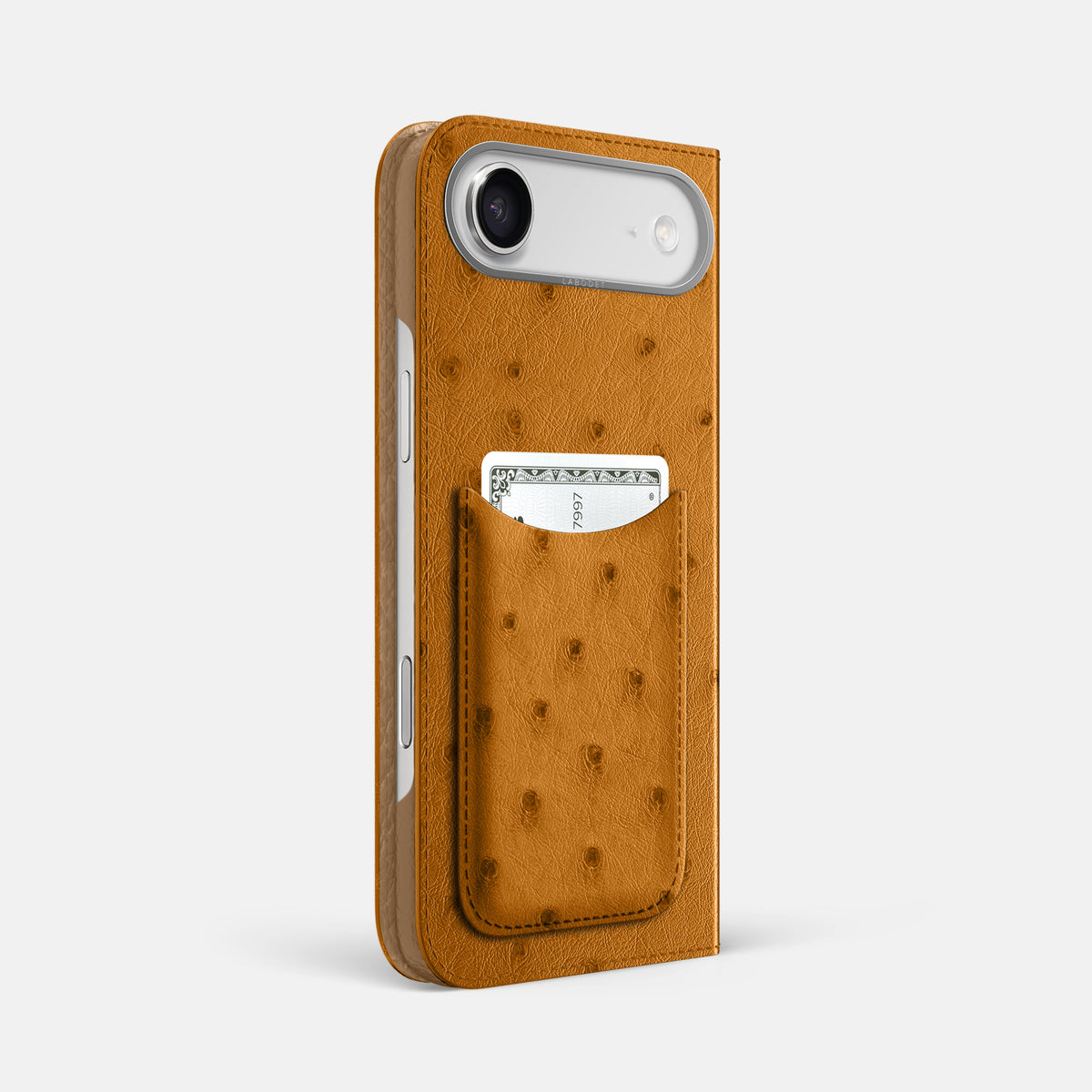 Folio Case with Card For iPhone 17 Air In Ostrich -1 | Chestnut-Steel