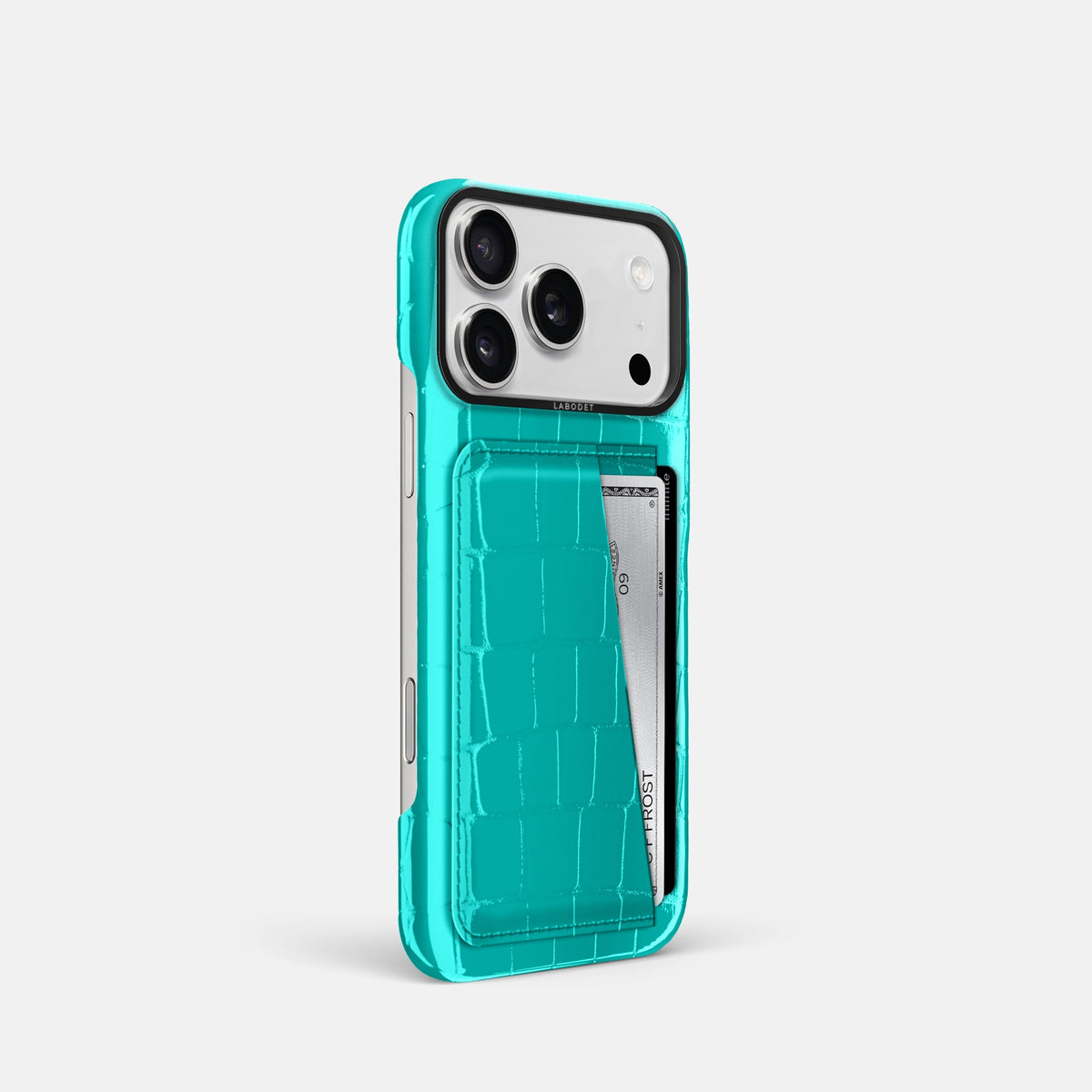 Double Card Case For iPhone 18 Pro In Shiny Alligator -2 | Mint-Black