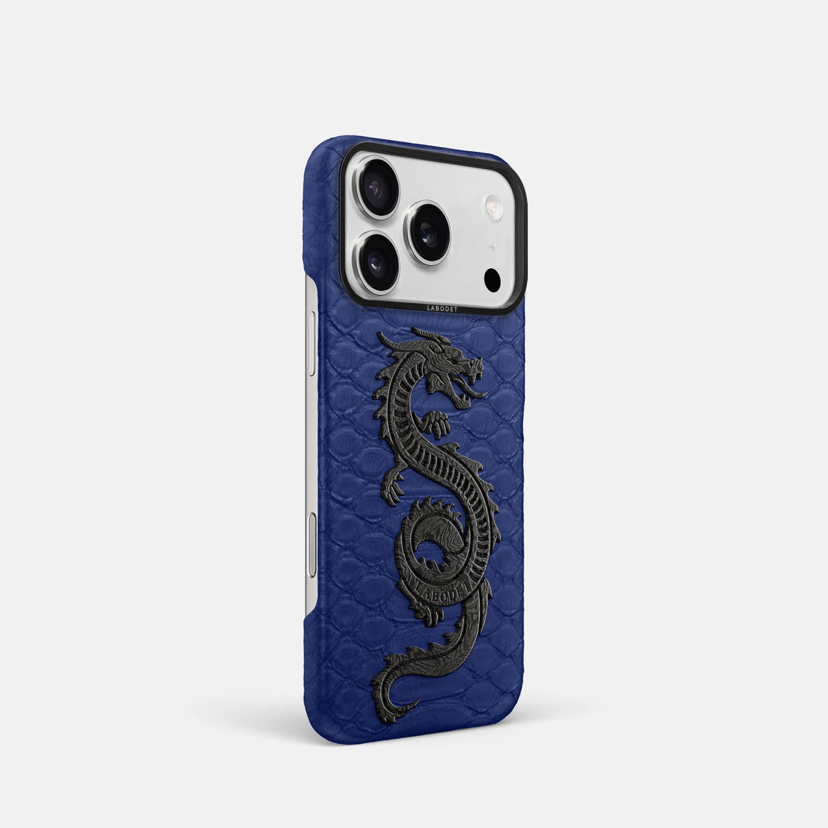 Classic Case With Carbon Dragon For iPhone 18 Pro In Python -2 | Royal-Blue-Black
