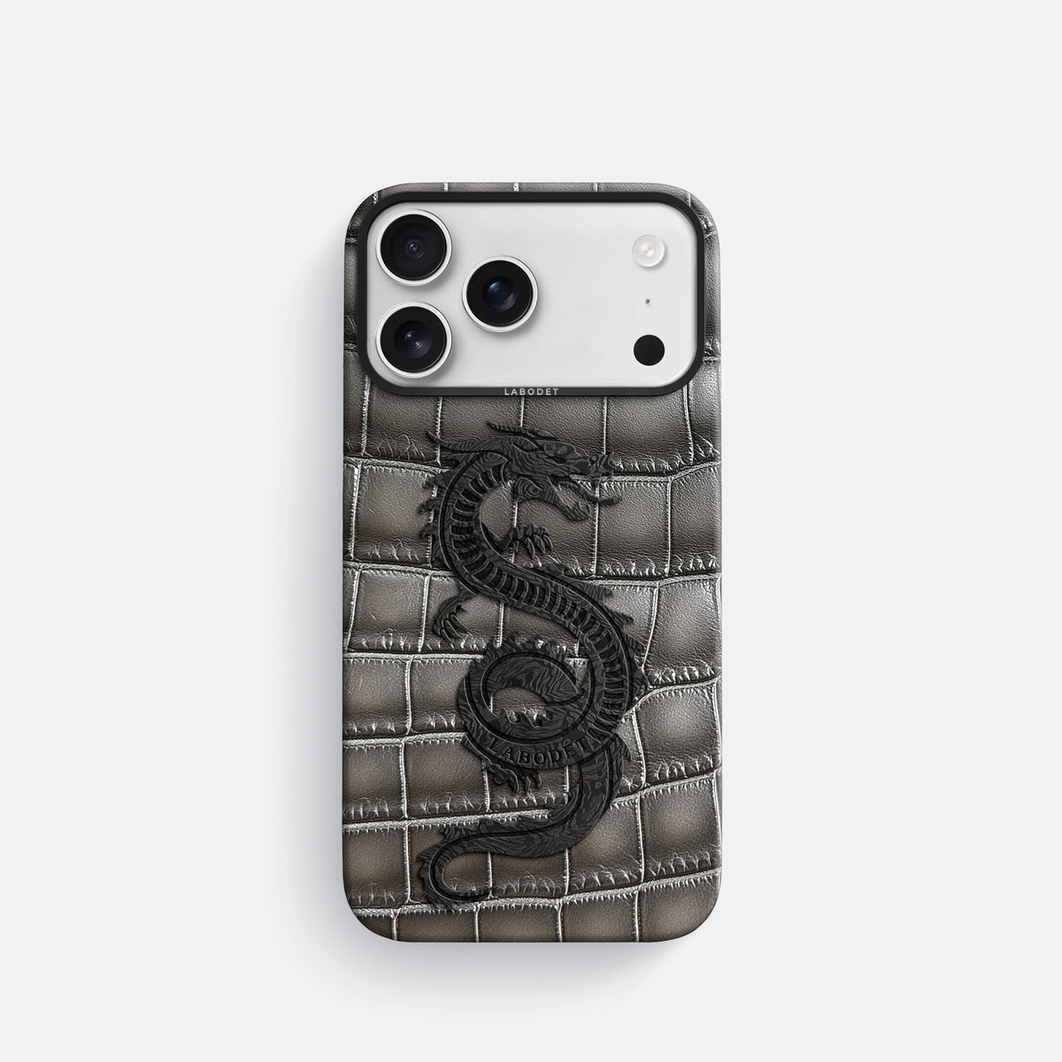 Classic Case With Carbon Dragon For iPhone 17 Pro In Patina Alligator -1 | Grey-Black