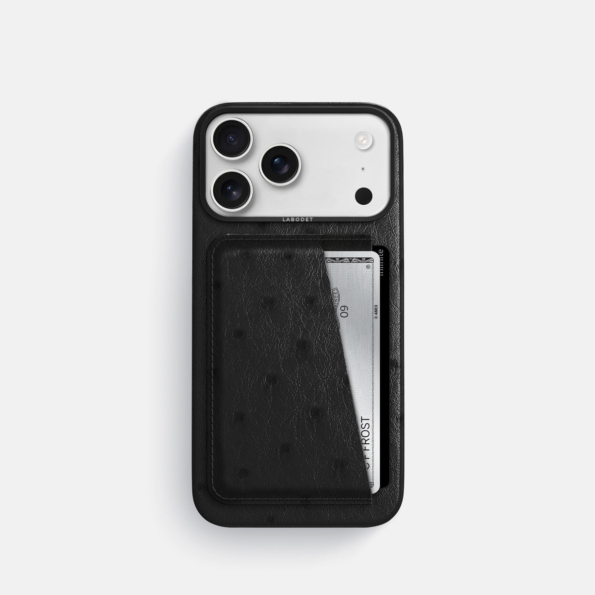 Double Card Case For iPhone 17 Pro In Ostrich -1 | Black-Black
