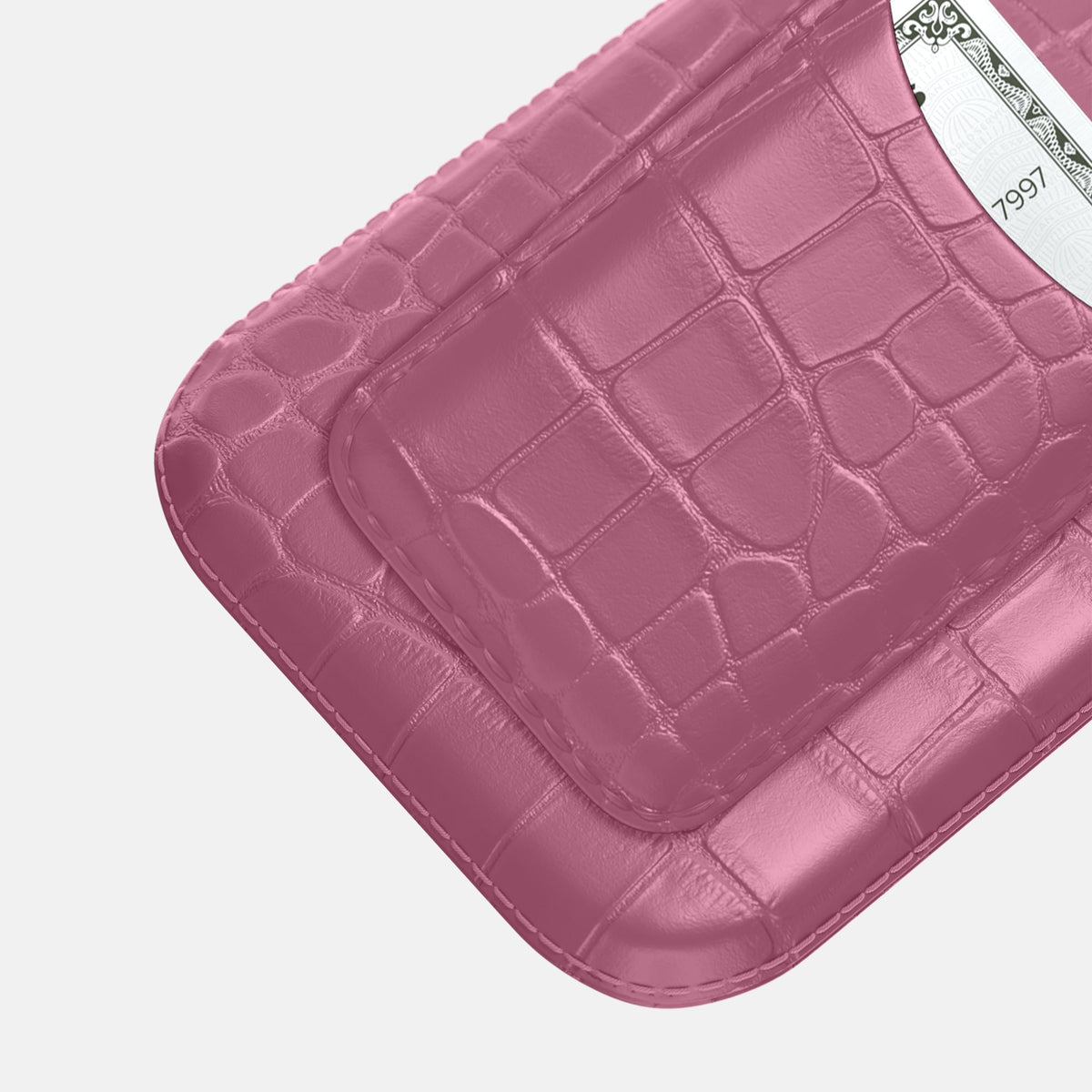 Pouch Card Case For iPhone 18 Pro Max In Alligator -3 | Pink-Lagoon