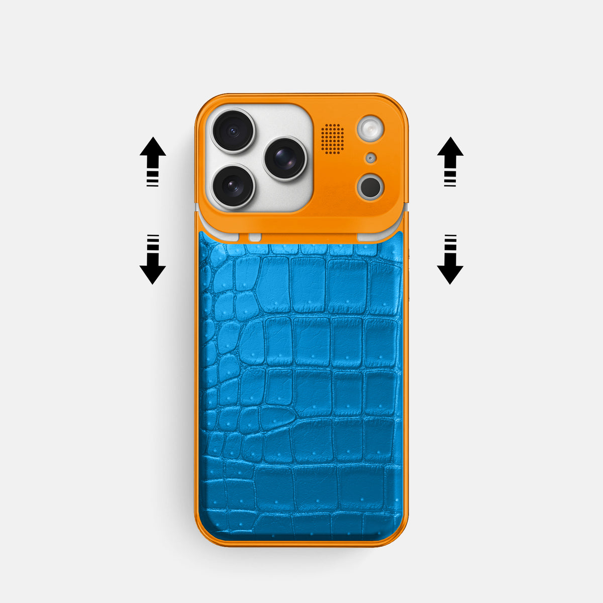 Metal Case For iPhone 17 Pro In Porosus Crocodile -2 | Blue-Lagoon-Orange