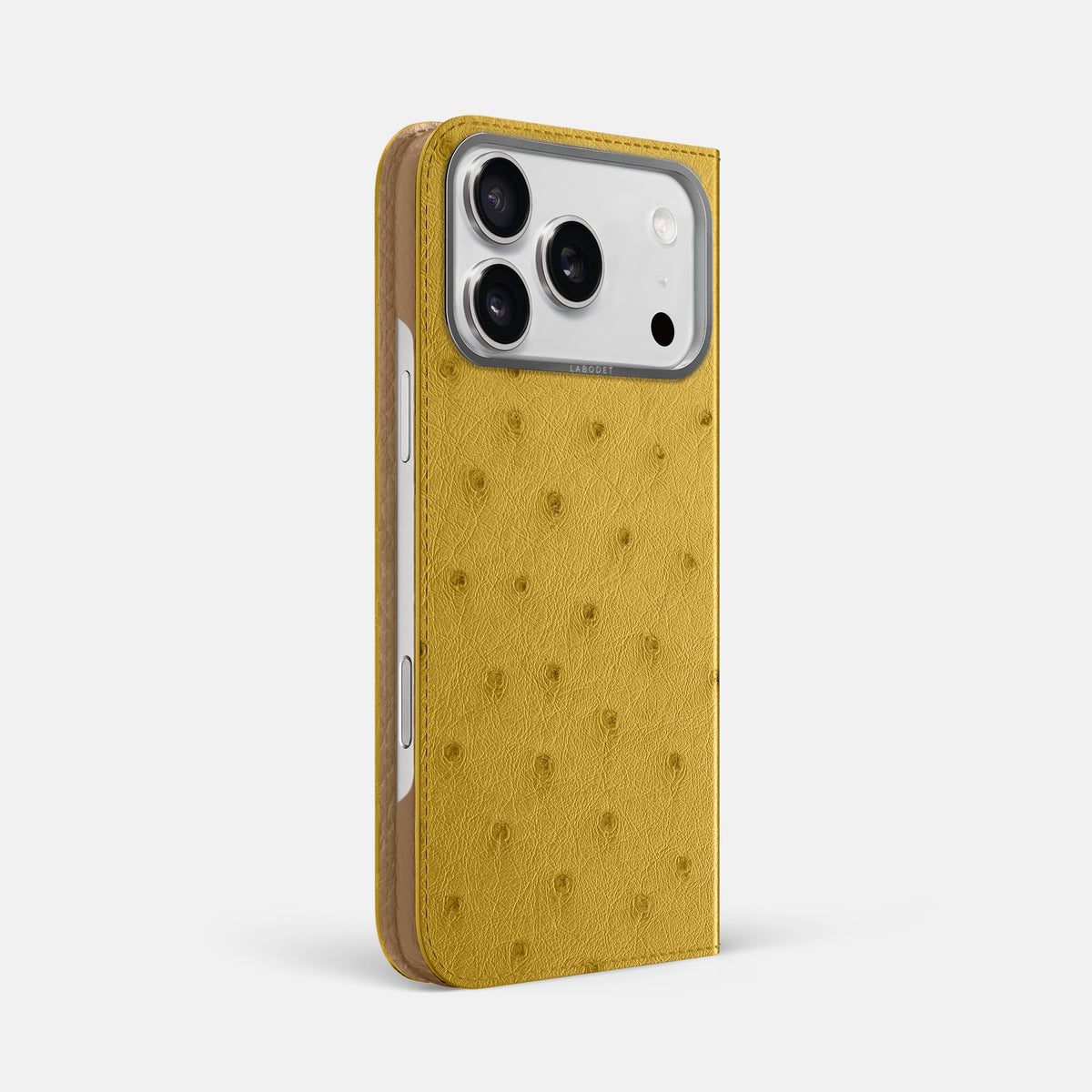 Folio Case For iPhone 17 Pro Max In Ostrich -1 | Gold-Steel