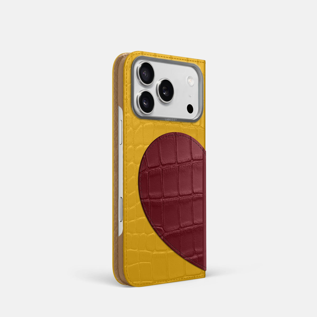 Folio Case With Heart For iPhone 18 Pro In Alligator -1 | Yellow-Steel