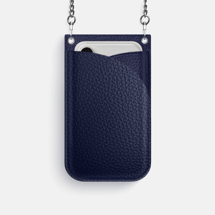 Crossbody Bag For iPhone 17 Pro In Calf -1 | Marine-Steel