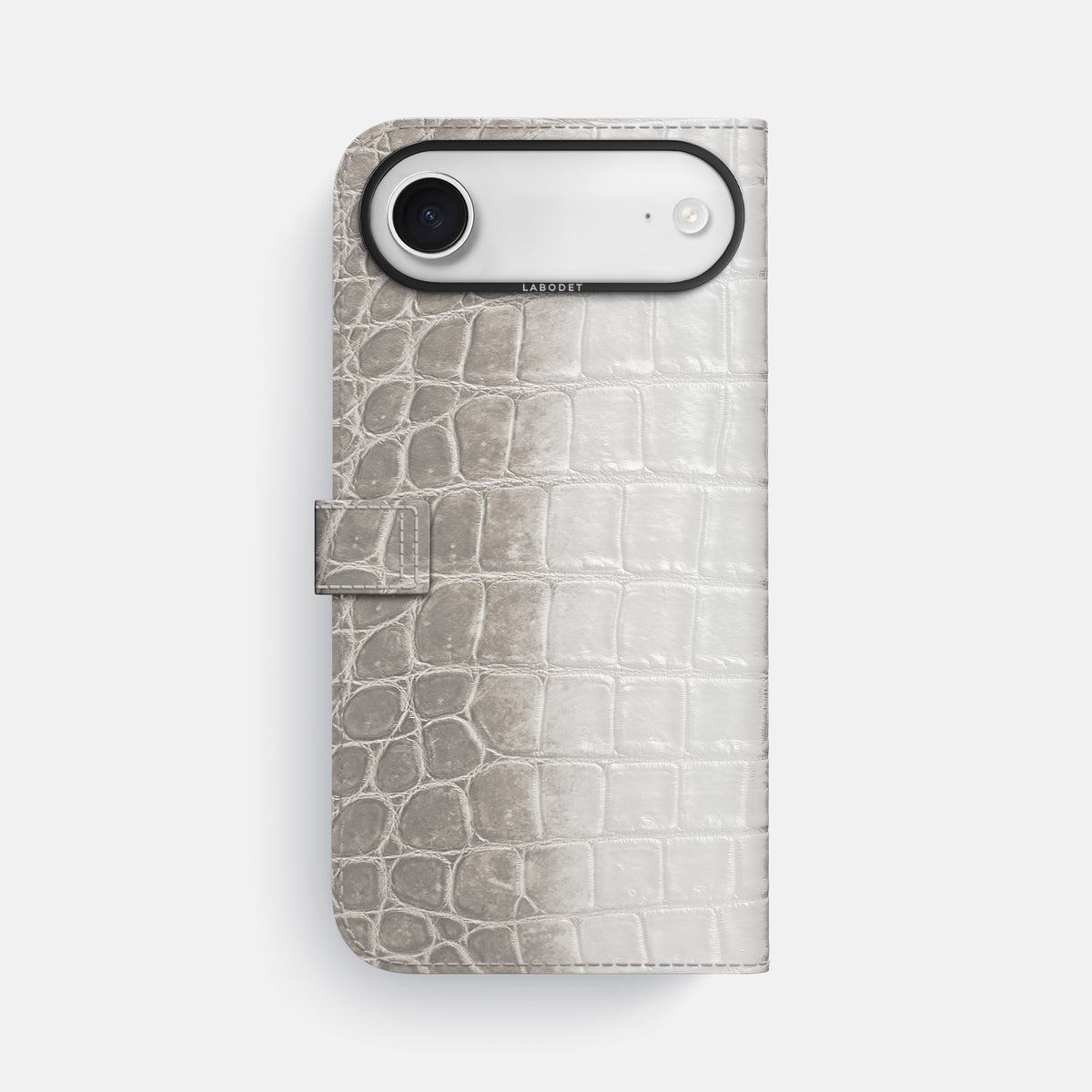 Folio Case with Clasp For iPhone 17 Air In Himalayan Crocodile -3 | Grey-Black