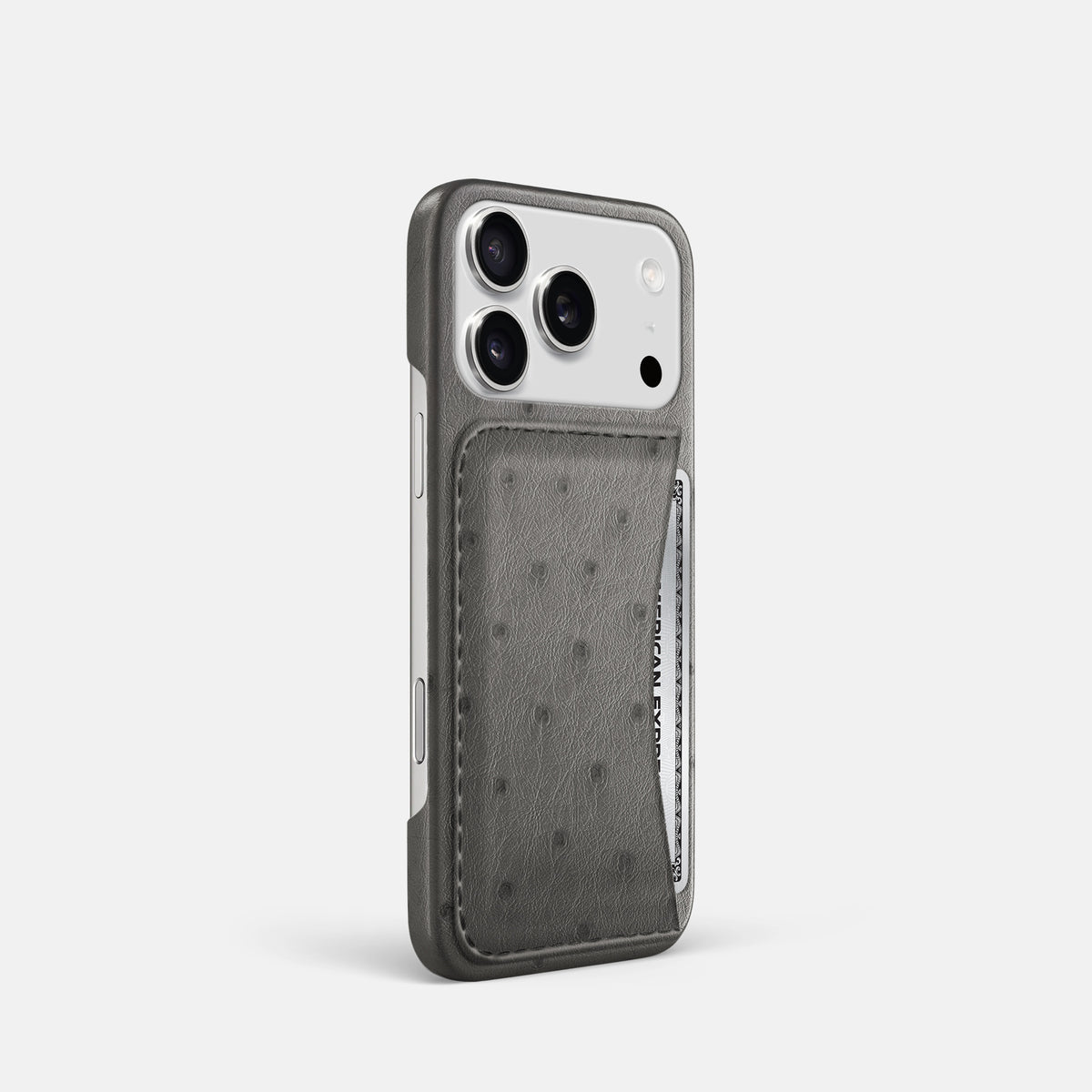 Slim Card Case For iPhone 17 Pro In Ostrich -2 | Grey
