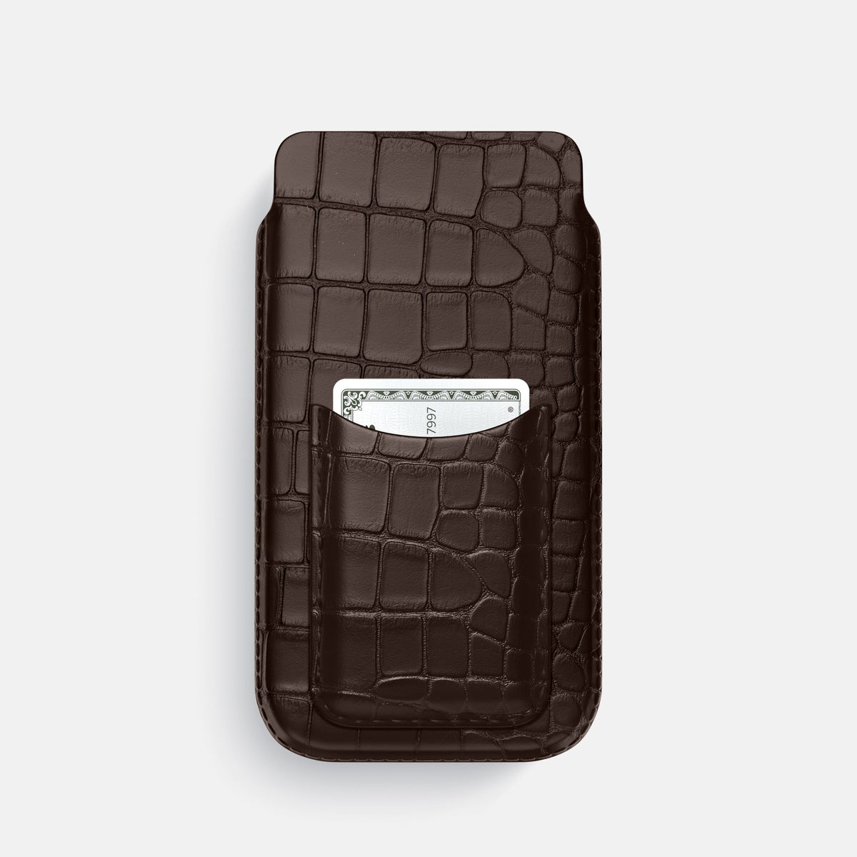 Pouch Card Case For iPhone 18 Pro In Alligator -1 | Dark-Brown