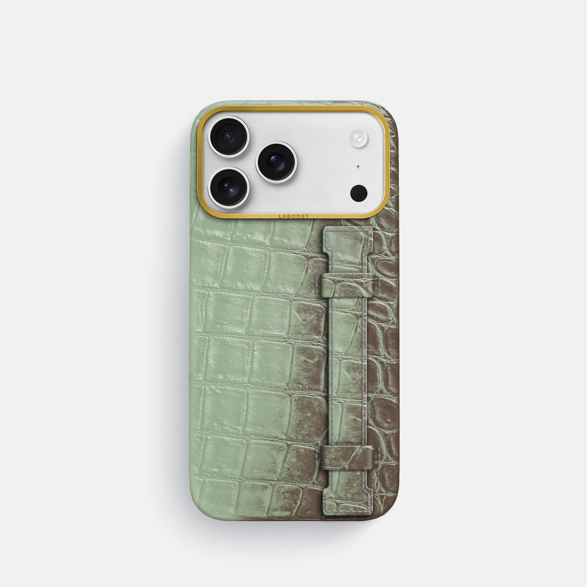 Handle Case For iPhone 17 Pro In Himalayan Crocodile -1 | Pistachio-Gold