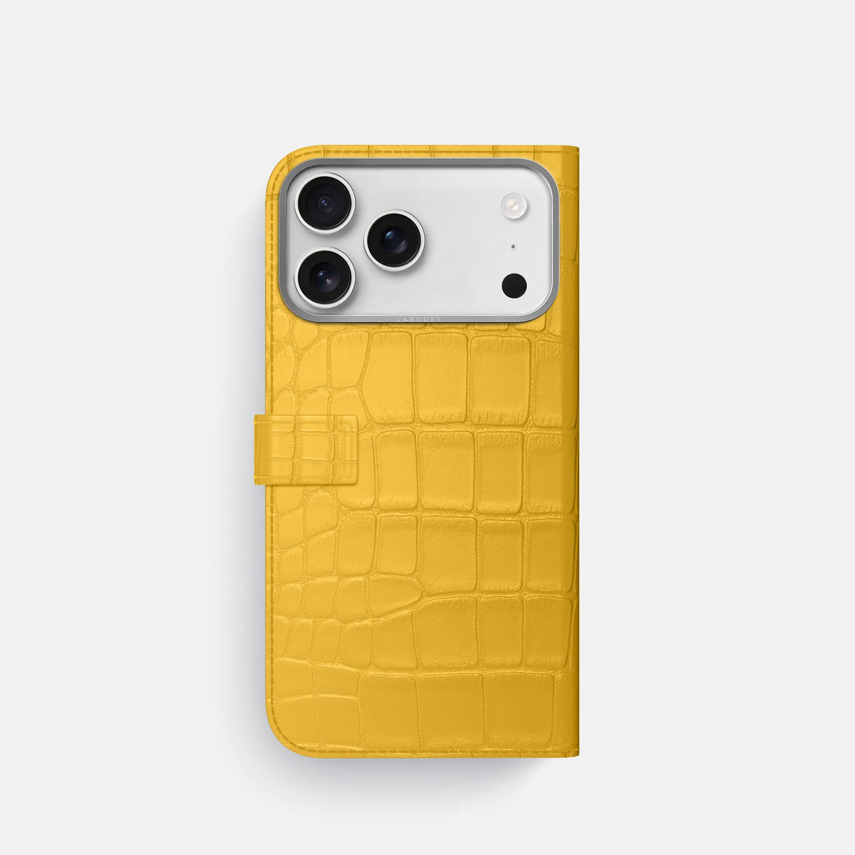 Folio Case with Clasp For iPhone 18 Pro In Alligator -3 | Yellow-Steel