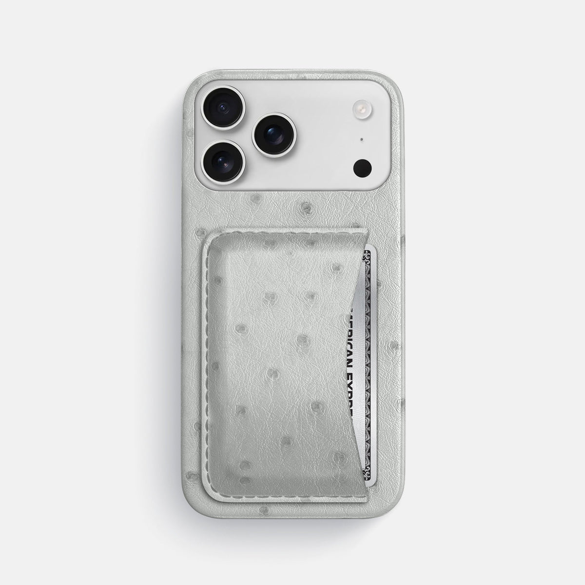Slim Card Case For iPhone 18 Pro Max In Ostrich -1 | White