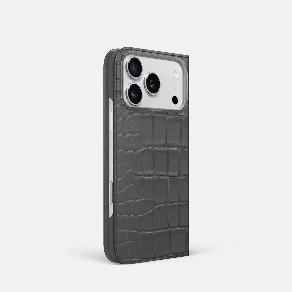 Folio Case For iPhone 18 Pro In Alligator -1 | Grey-Steel