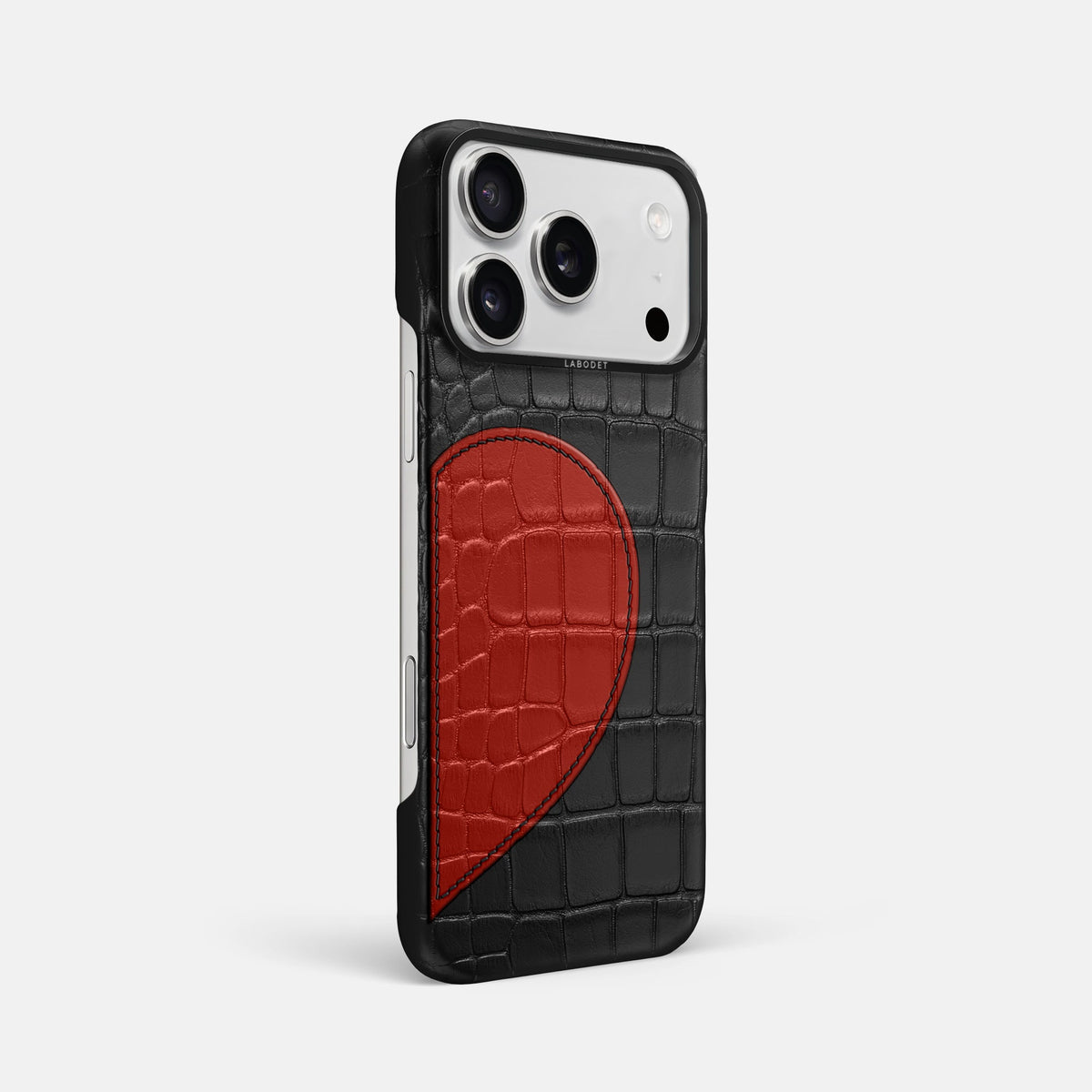 Classic Case With Half Heart - Right For iPhone 18 Pro Max In Alligator -2 | Black-Black