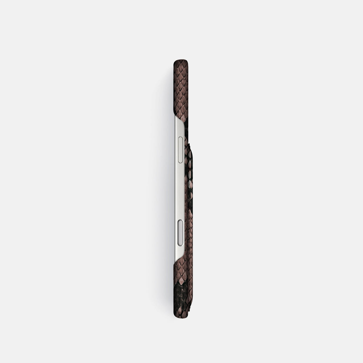 Slim Card Case For iPhone 18 Pro In Deluxe Python -3 | Mahogany-Brown