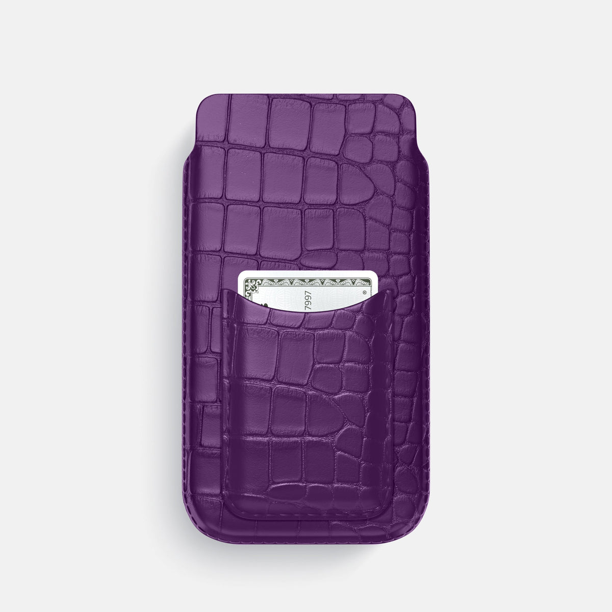 Pouch Card Case For iPhone 18 Pro In Alligator -1 | Purple