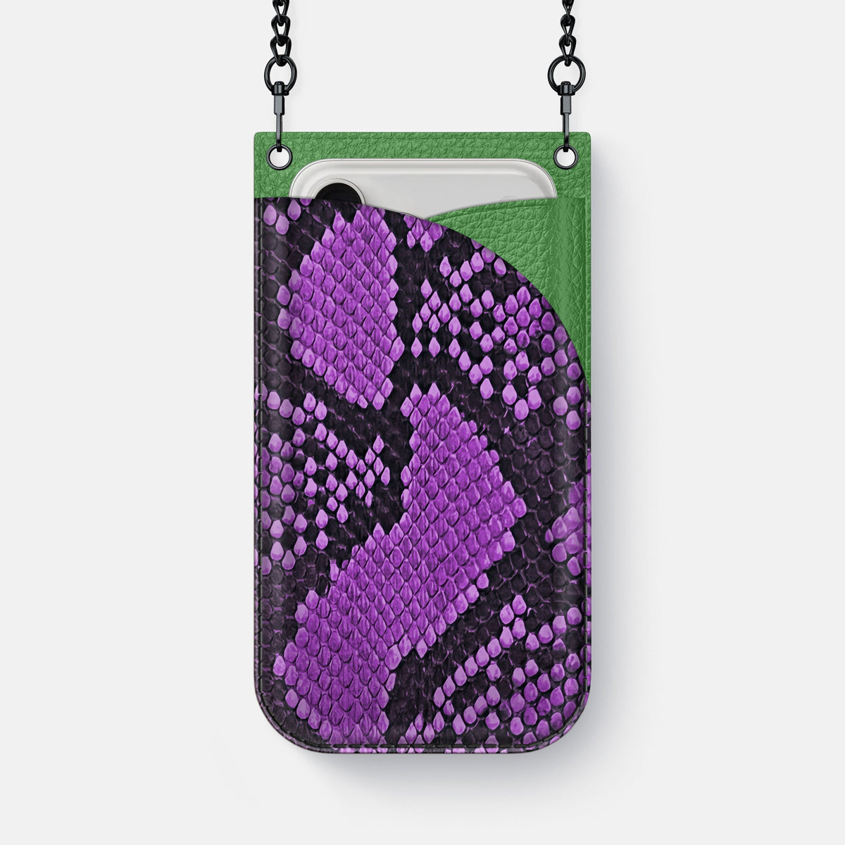 Crossbody Bag For iPhone 18 Pro Max In Deluxe Python -1 | Purple-Black