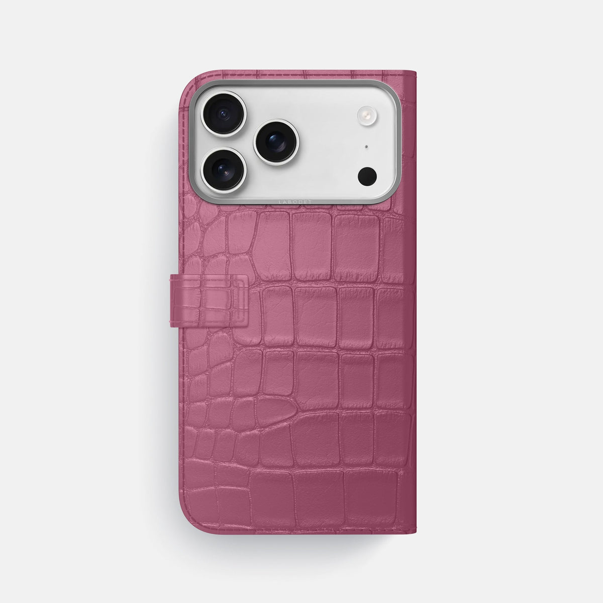 Folio Case with Clasp For iPhone 18 Pro Max In Alligator -3 | Pink-Lagoon-Steel