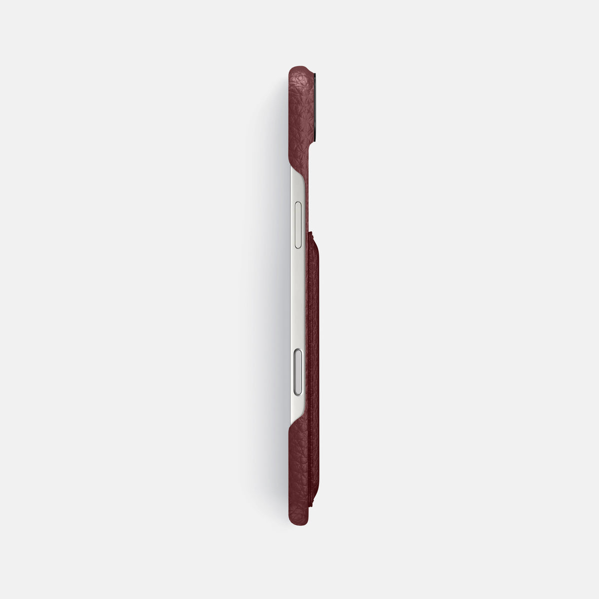 Double Card Case For iPhone 17 Air In Calf -3 | Bordeaux-Black