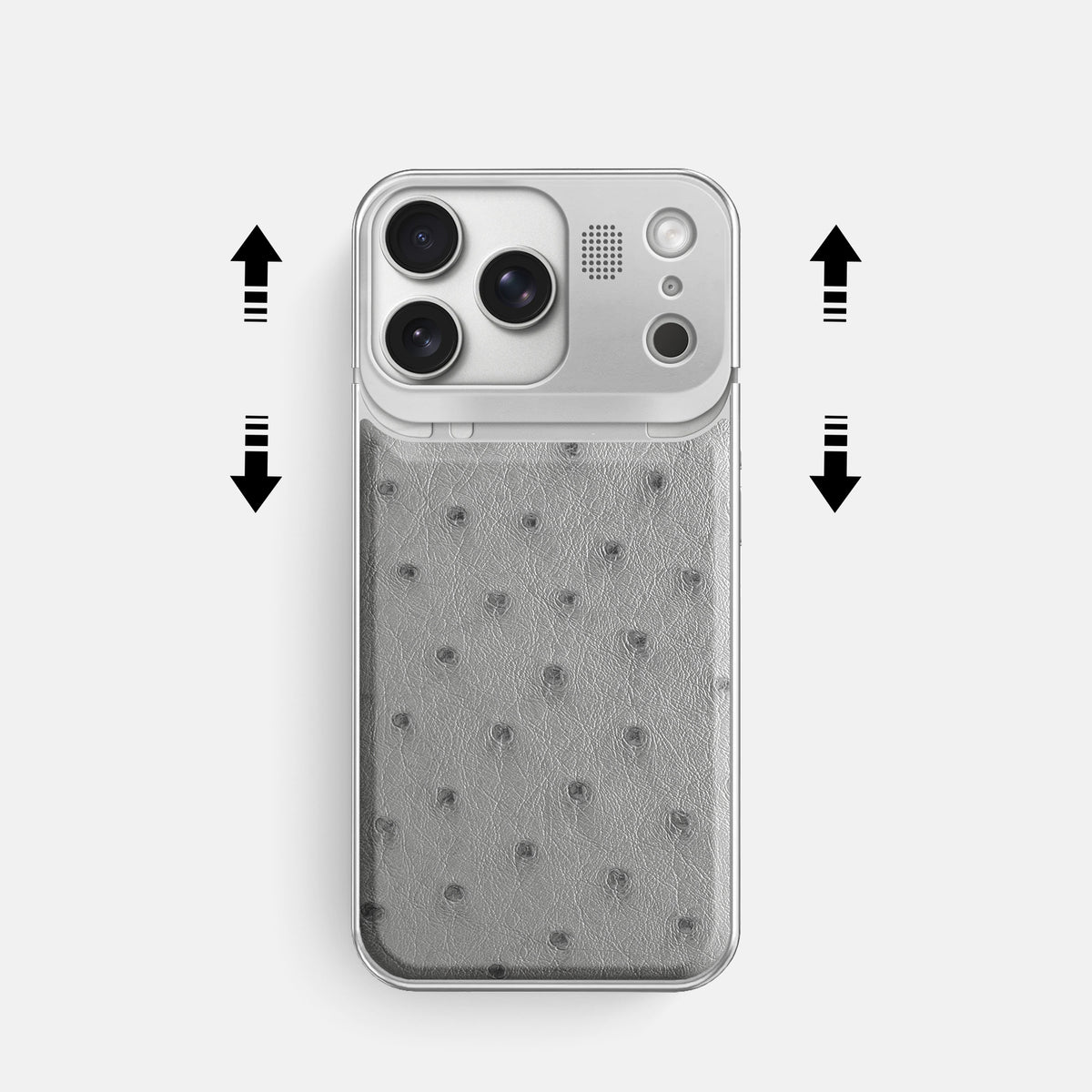 Metal Case For iPhone 17 Pro In Ostrich -2 | Silver-Steel