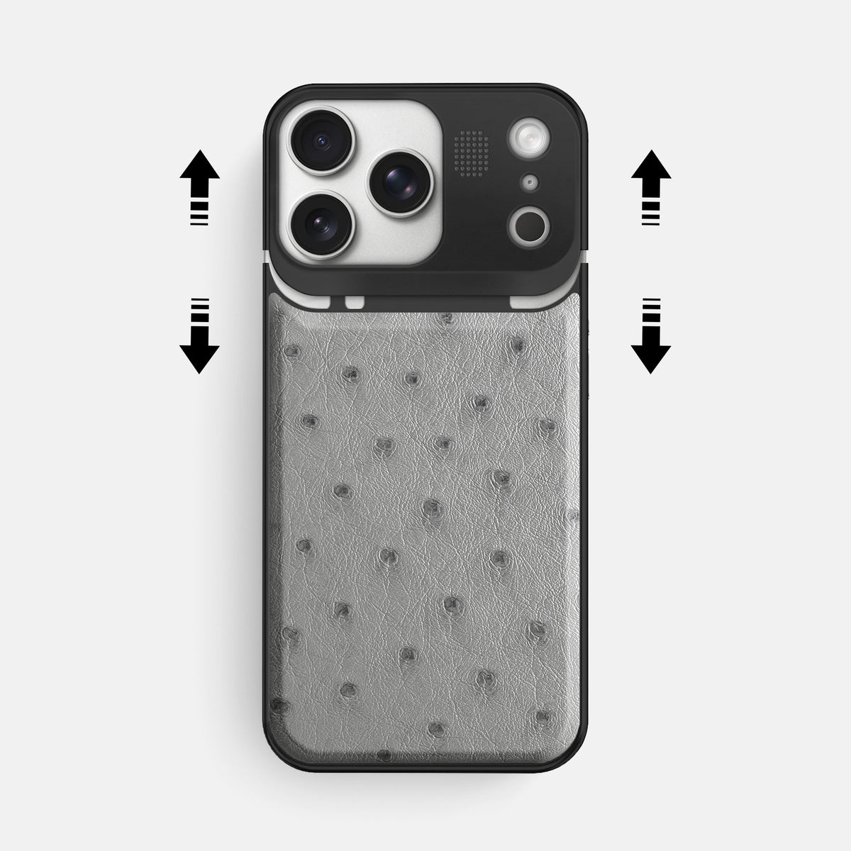 Metal Case For iPhone 17 Pro Max In Ostrich -2 | Silver-Black
