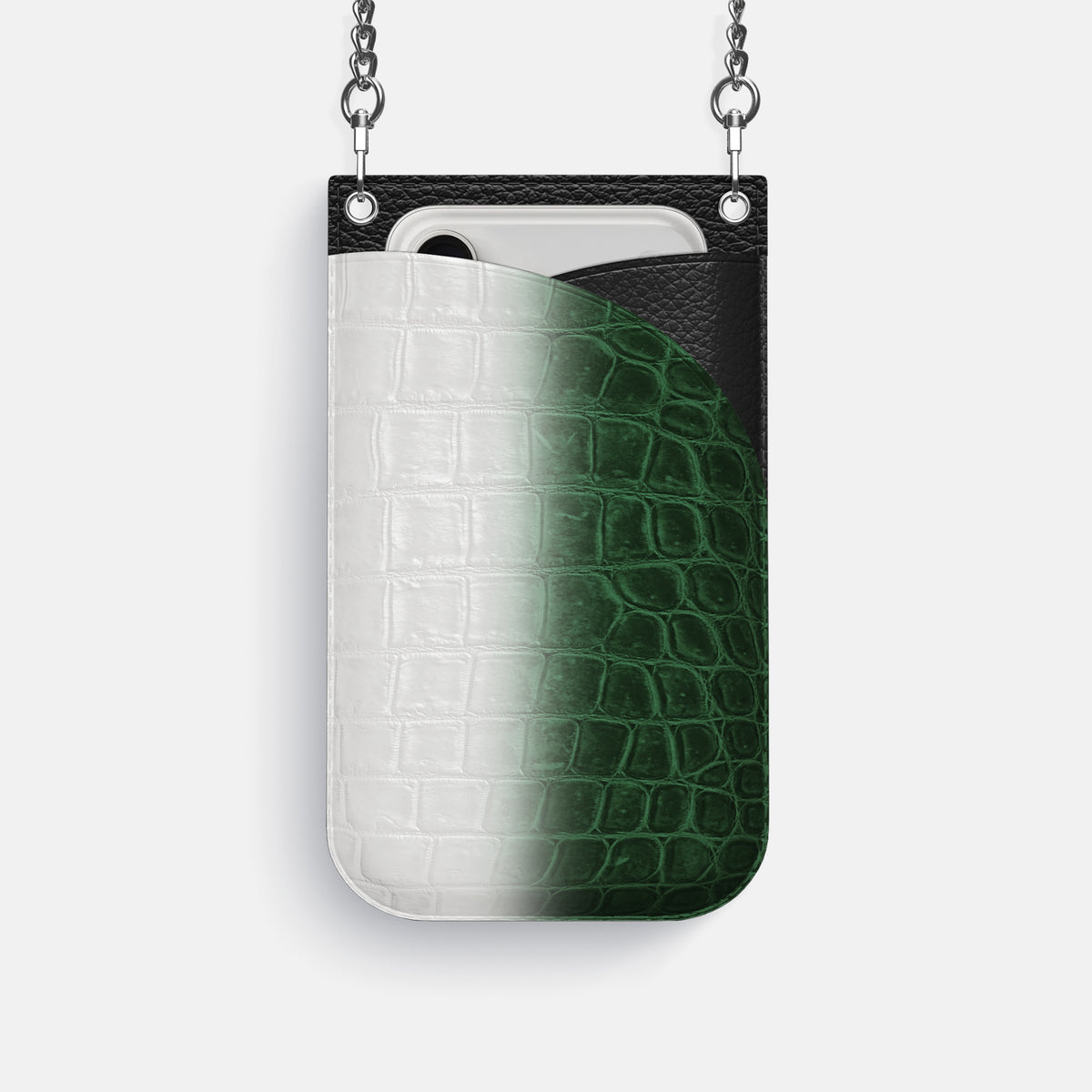 Crossbody Bag For iPhone 17 Pro In Himalayan Crocodile -1 | Green-Steel