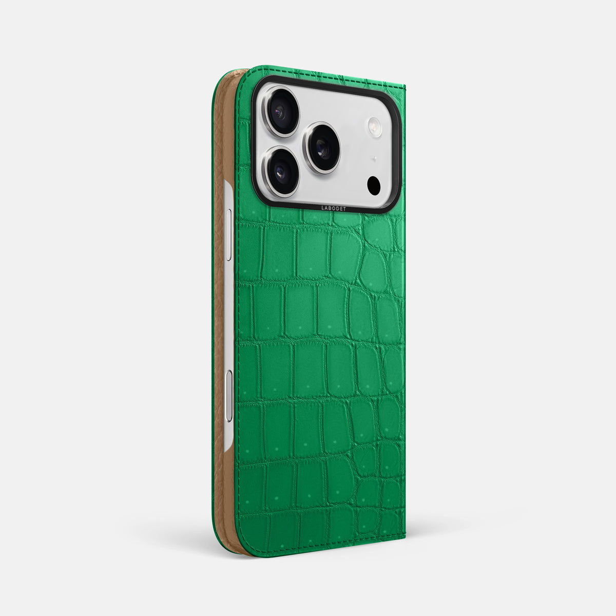 Folio Case For iPhone 17 Pro Max In Porosus Crocodile -1 | Cactus-Green-Black