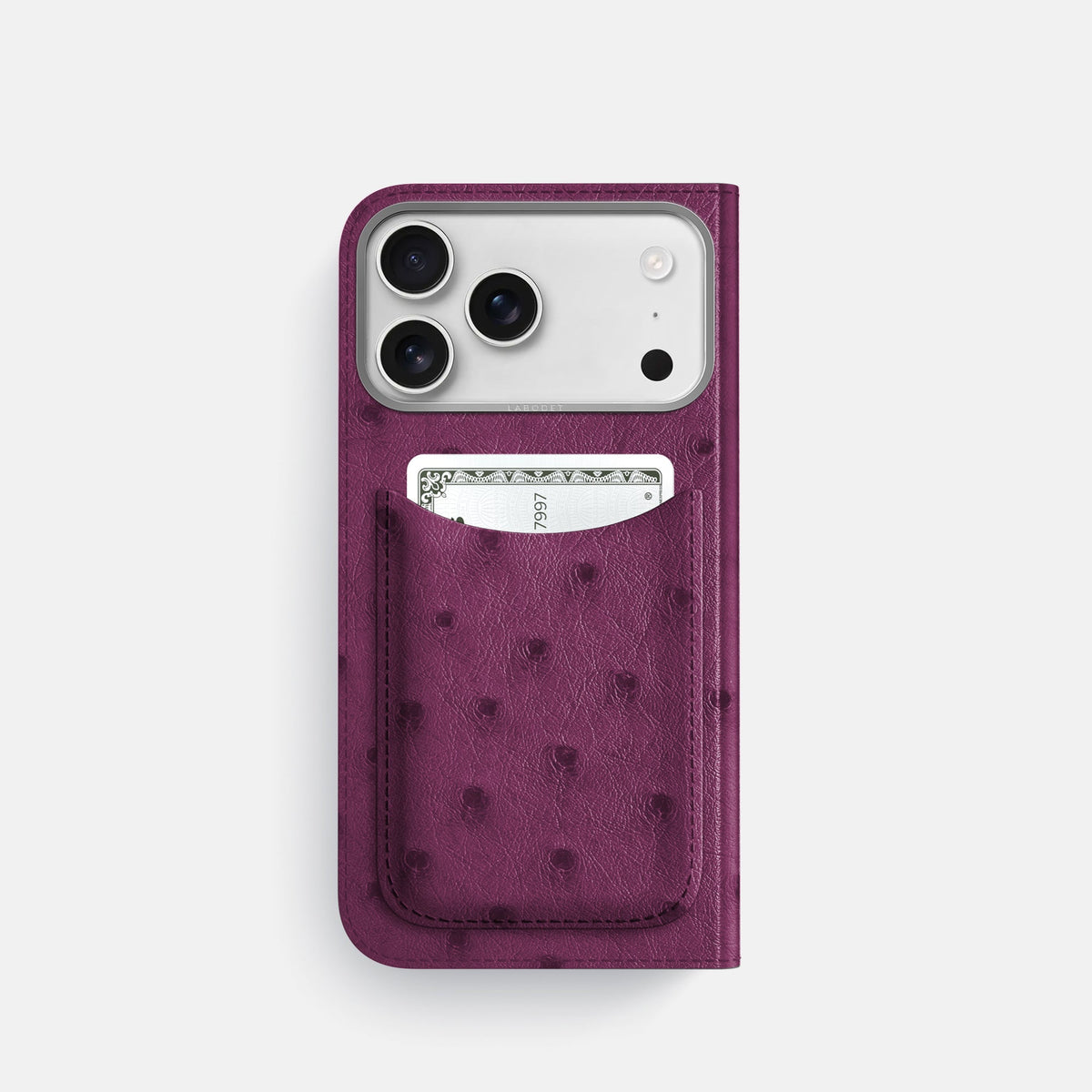 Folio Case with Card For iPhone 18 Pro In Ostrich -3 | Purple-Steel