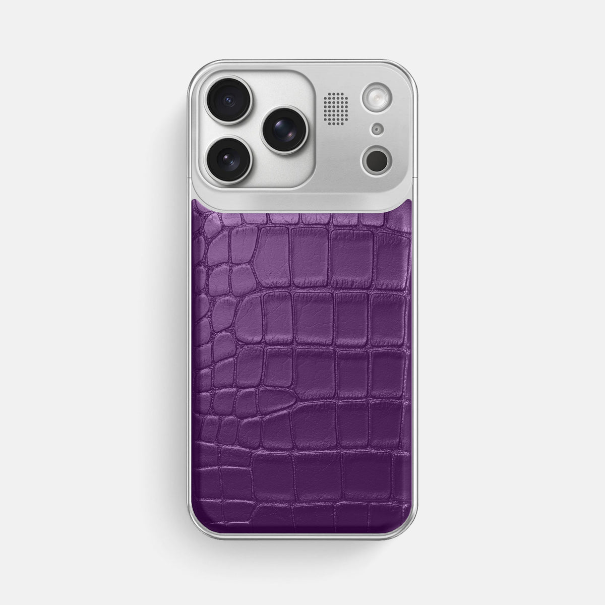 Metal Case For iPhone 18 Pro Max In Alligator -1 | Purple-Steel