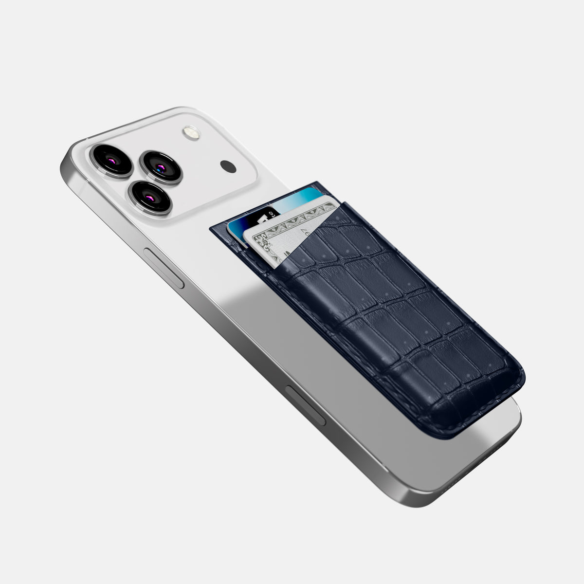 MagSafe Wallet For iPhone 17 Pro In Porosus Crocodile -4 | Deep-Blue-Sea