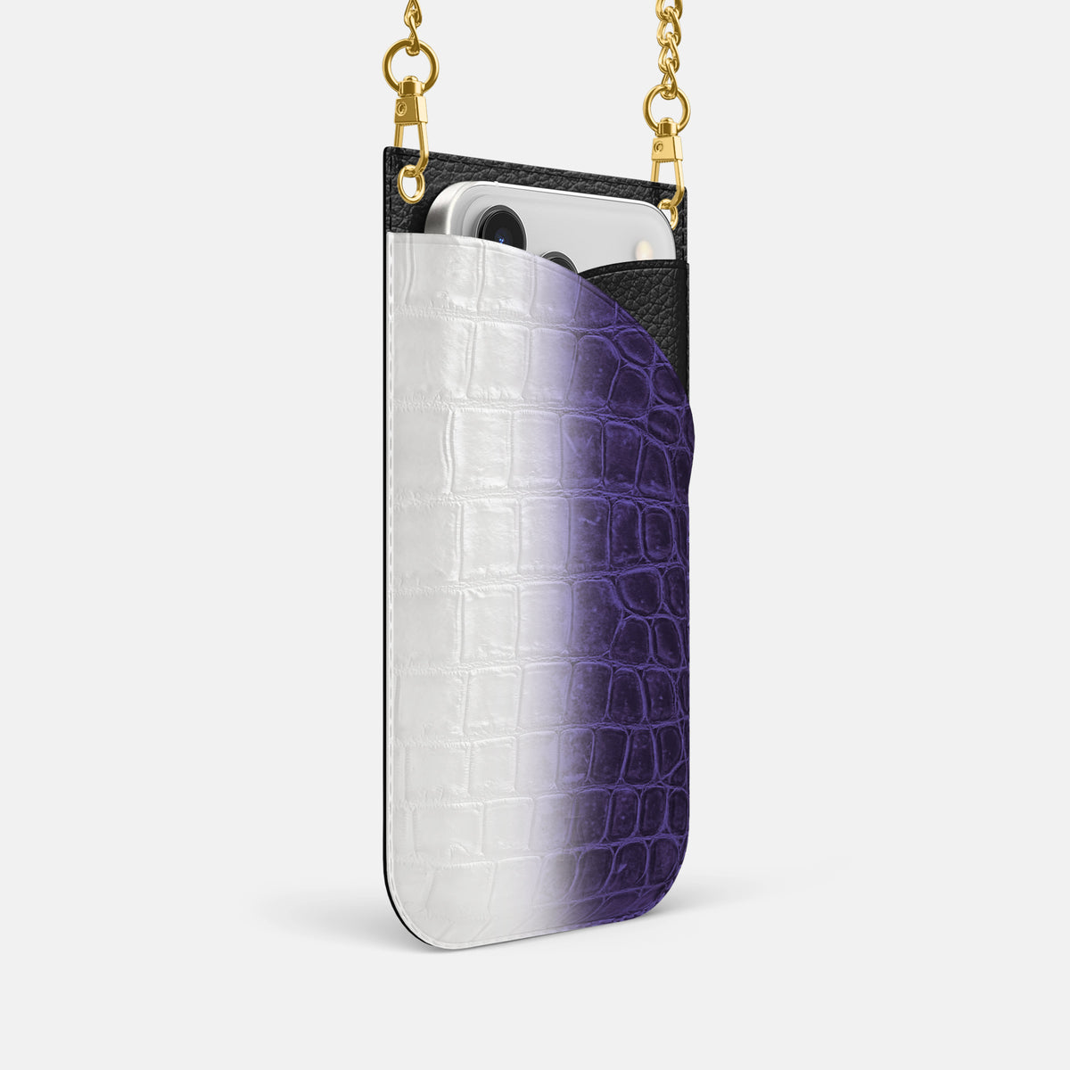 Crossbody Bag For iPhone 17 Pro In Himalayan Crocodile -2 | Purple-Gold
