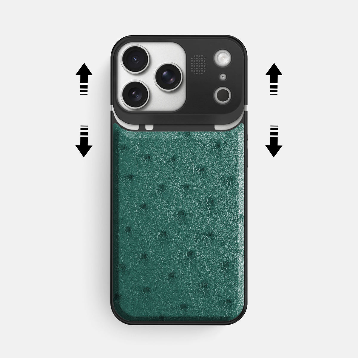 Metal Case For iPhone 17 Pro Max In Ostrich -2 | Forest-Green-Black