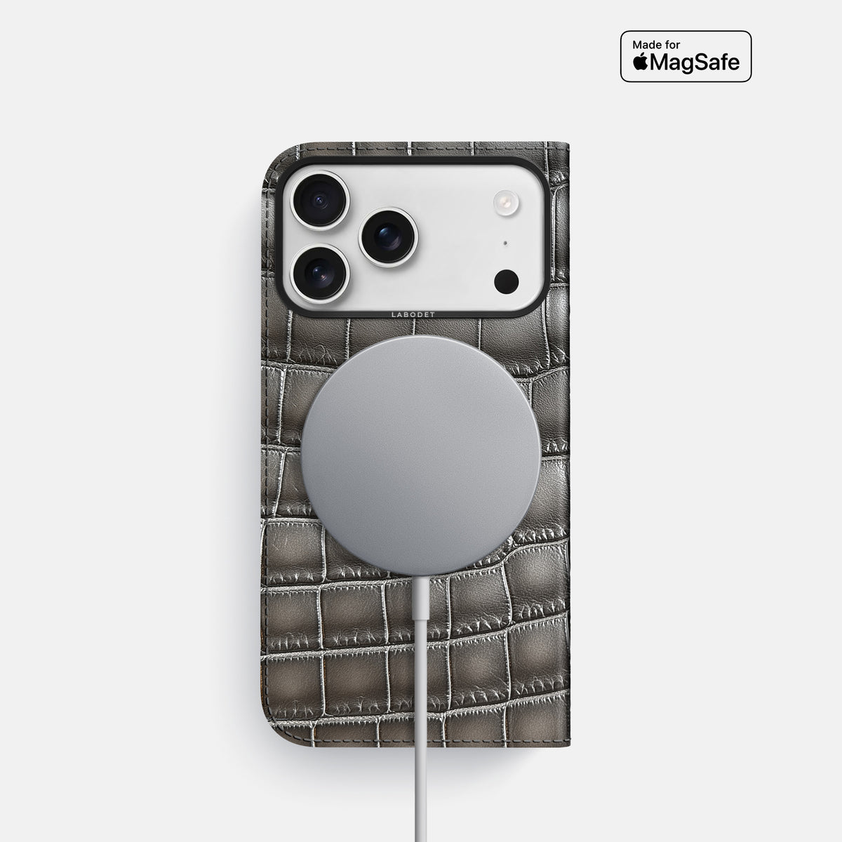 Folio Case For iPhone 17 Pro In Patina Alligator -3 | Grey-Black