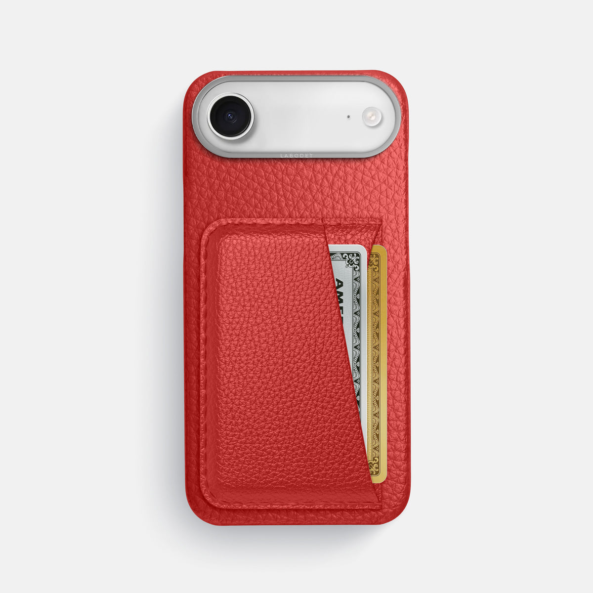 Double Card Case For iPhone 17 Air In Calf -1 | Red-Steel