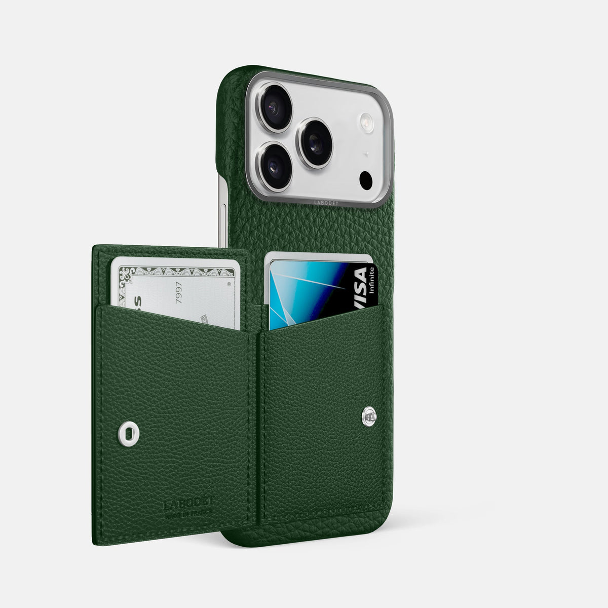 Bi-Fold Case For iPhone 18 Pro Max In Calf -2 | Dark-Green-Steel