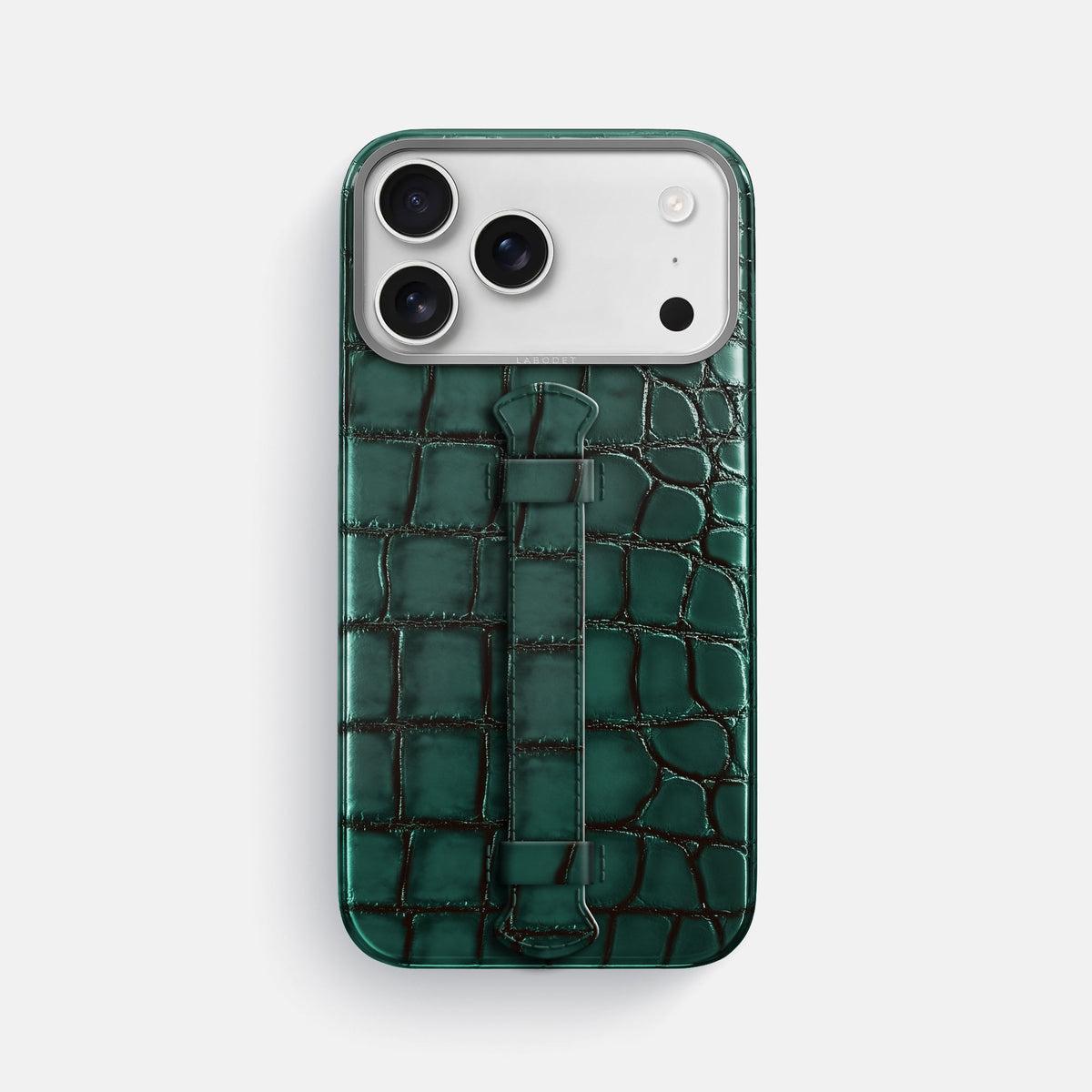 Center Handle For iPhone 18 Pro Max In Patina Alligator -1 | Green-Steel