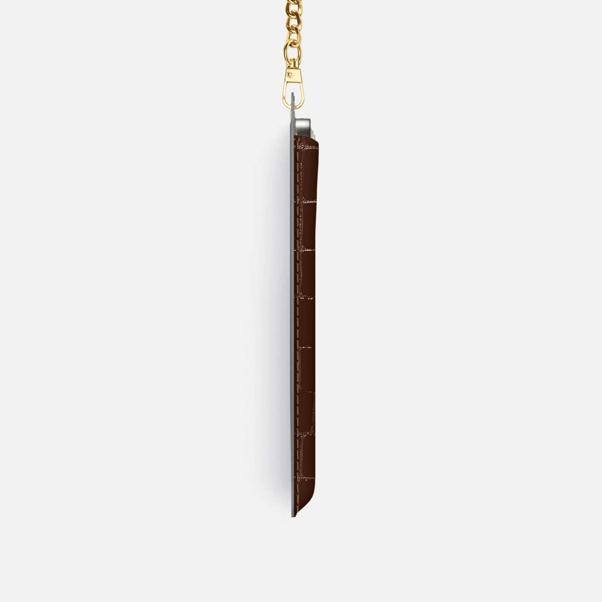 Crossbody Bag For iPhone 17 Pro In Shiny Alligator -4 | Brown-Gold