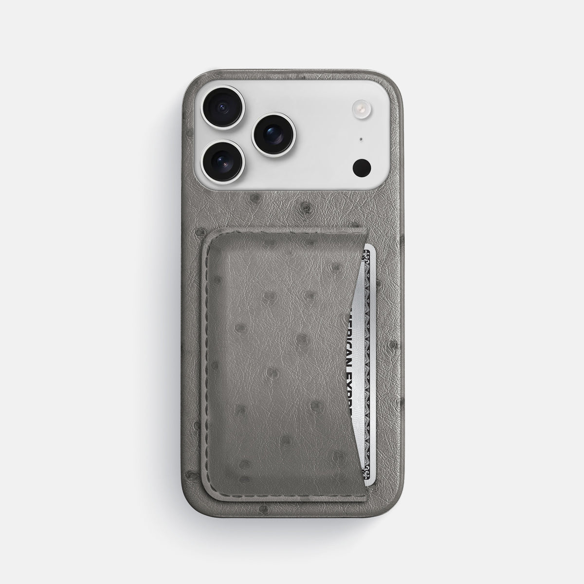Slim Card Case For iPhone 17 Pro Max In Ostrich -1 | Grey